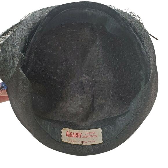 Vtg Juliette Cap DuBarry French Adaptations Ladies Black Hat Paris & New York - Picture 7 of 8
